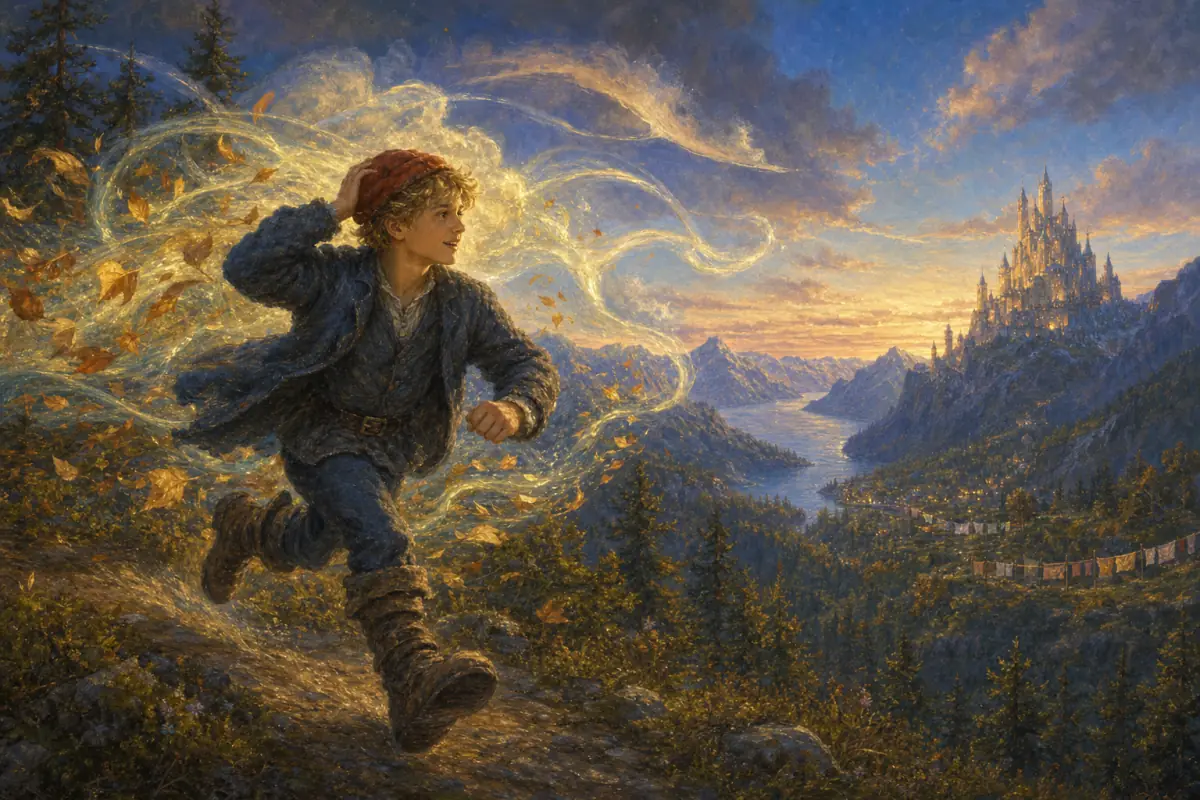 Halvor flyr over fjell og skyer på ryggen til Vestenvinden.